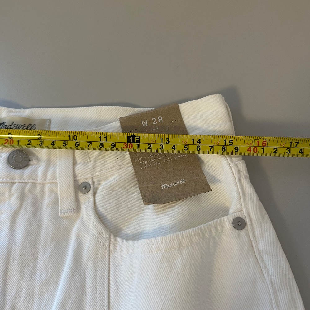 NWT Madewell White Baggy Flare Front Slit Jeans | Size 28 - Picture 14 of 16